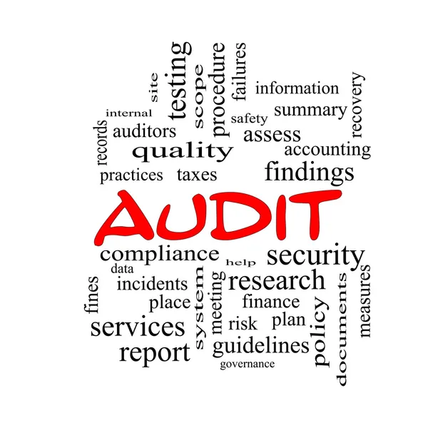 Audit Word Cloud Concept in red caps — Stock Photo, Image