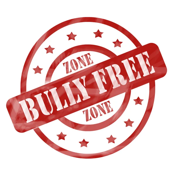 Red Weathered Bully Free Zone Stamp Circles and Stars — Stock Photo, Image