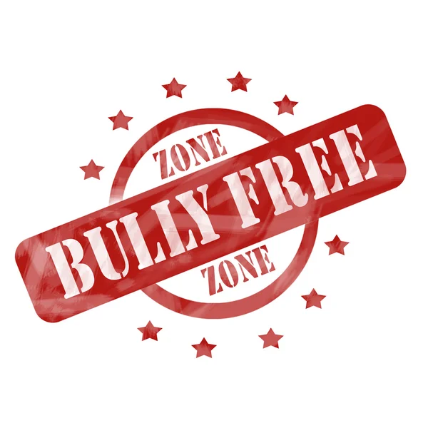 Red Weathered Bully Free Zone Stamp Circle і дизайн зірок — стокове фото