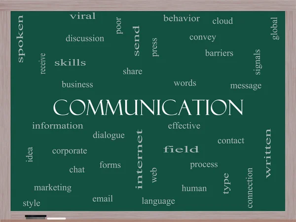 Komunikacja koncepcja chmura słowa na tablicy — Zdjęcie stockowe