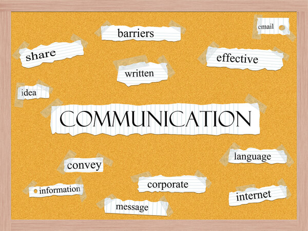 Communication Corkboard Word Concept