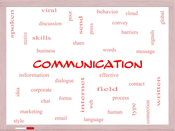 Communication Word Cloud Concept on a Whiteboard — Stock Photo, Image