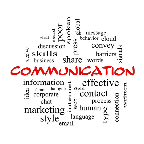 Communication Word Cloud Concept in red caps — Stock Photo, Image