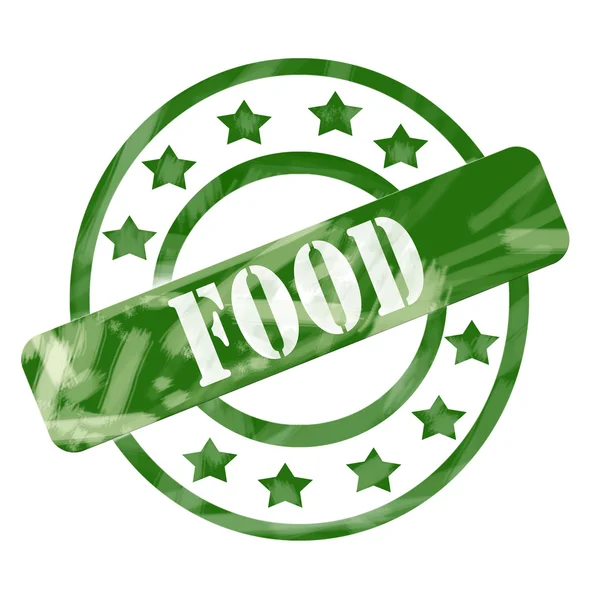 Groene verweerde voedsel stempel cirkels en sterren — Stockfoto