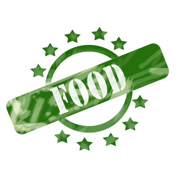 Green Weathered Food Stamp Circle and Stars design — Stock Photo, Image