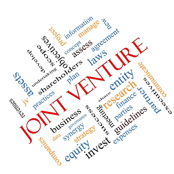 Conceito de nuvem de palavra joint venture em ângulo — Fotografia de Stock