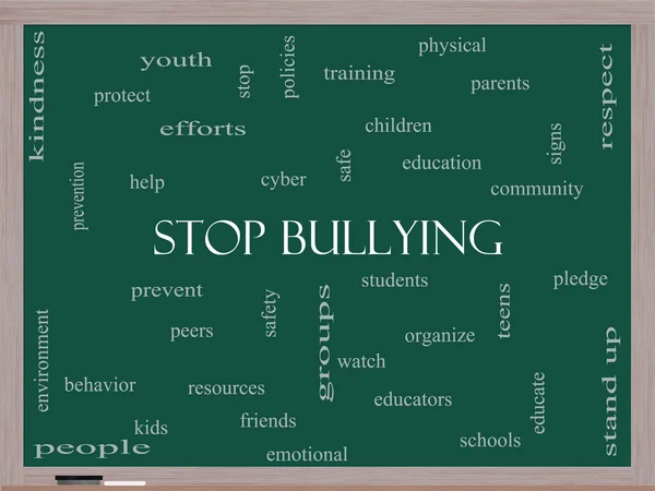 Detener Bullying Word Cloud Concept en una pizarra — Foto de Stock