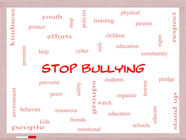 Stop Bullying Word Cloud Concept on a Whiteboard — Stock Photo, Image