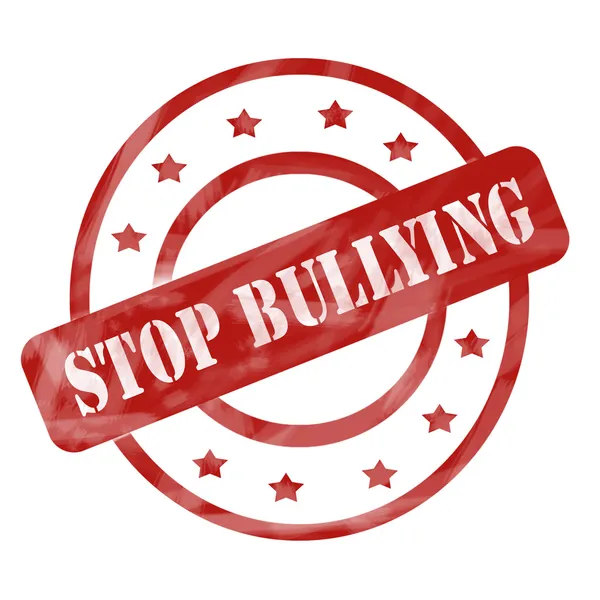 Red Weathered Stop Bullying Stamp Círculos y estrellas — Foto de Stock
