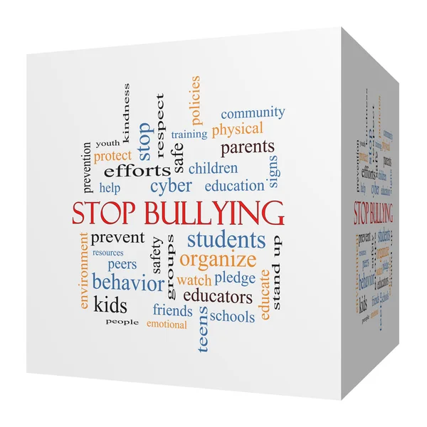 Detener Bullying 3D cubo Word Cloud Concept — Foto de Stock