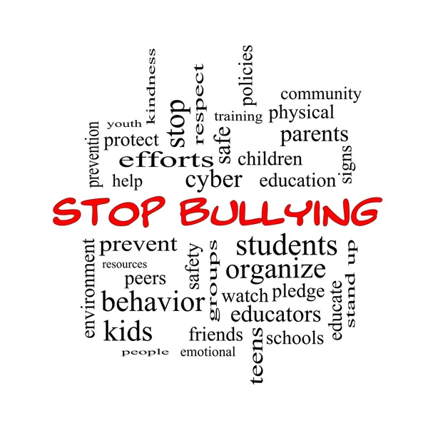 Detener Bullying Word Cloud Concept en mayúsculas rojas — Foto de Stock