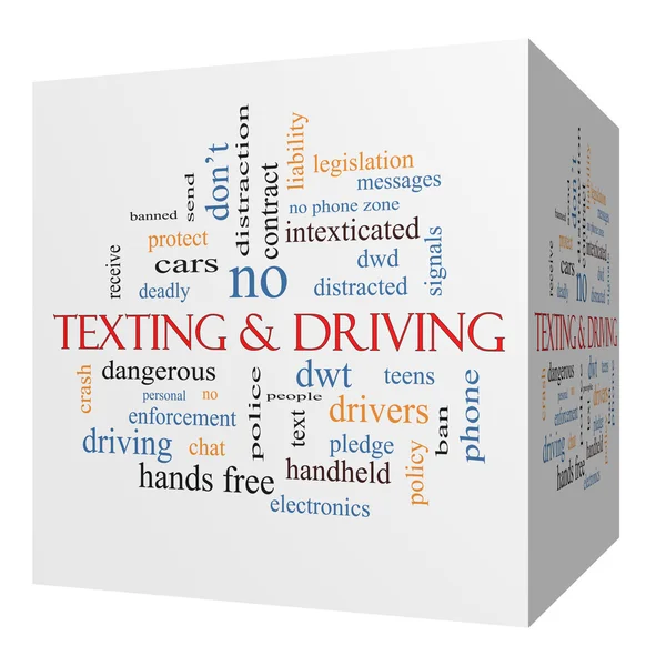 Texting and Driving 3D cube Word Cloud Concept — Stock Photo, Image