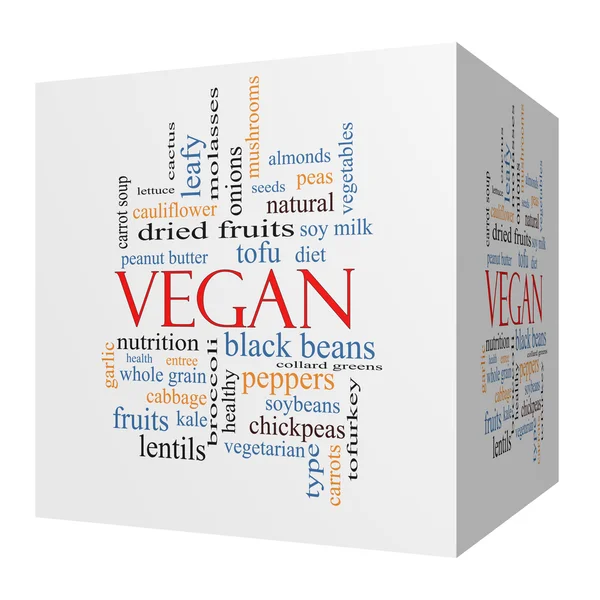 Vegan 3D cube Word Cloud Concept — Stock Photo, Image