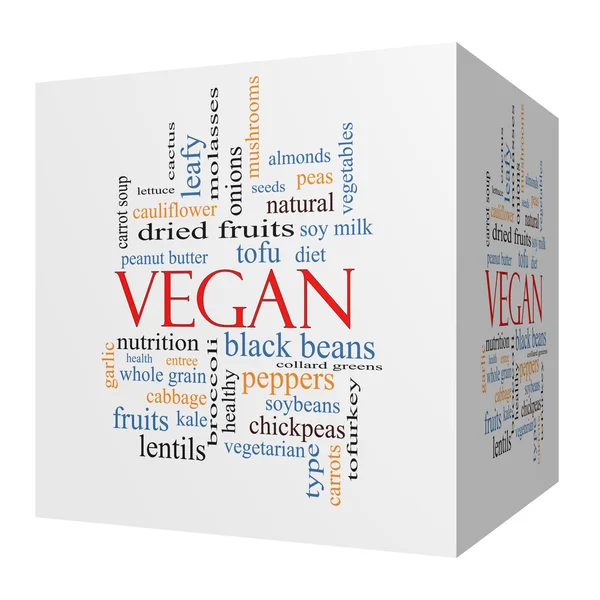 Vegan 3D cube Word Cloud Concept — Stock Image Vegan 3D cube Word Cloud Concept Stock Picture