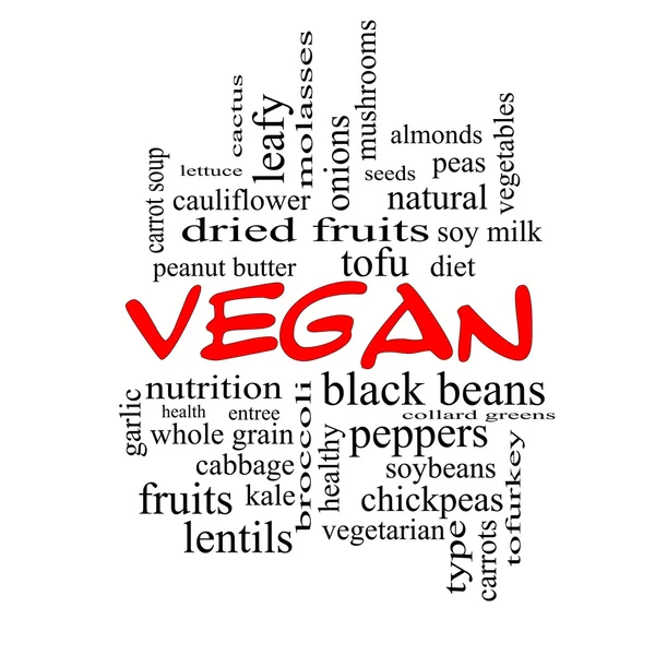 Vegan Word Cloud Concept in red caps — Stock Image Vegan Word Cloud Concept in red caps Stock Image