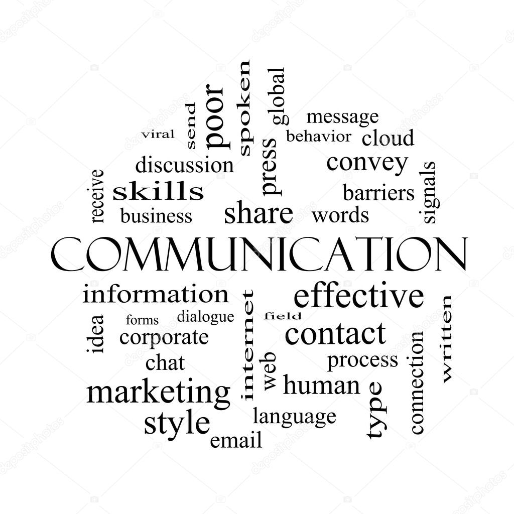 Communication Word Cloud Concept in black and white