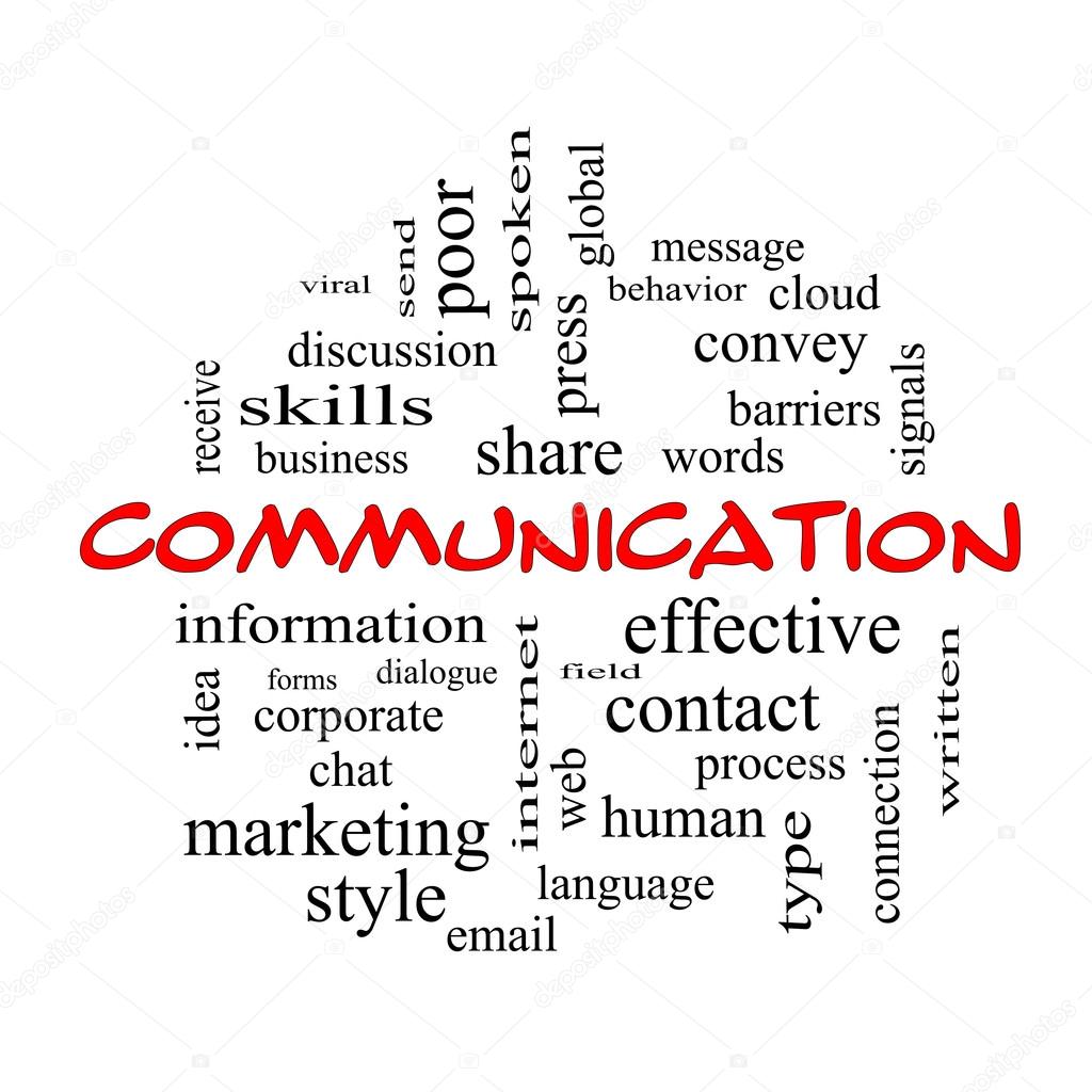 Communication Word Cloud Concept in red caps