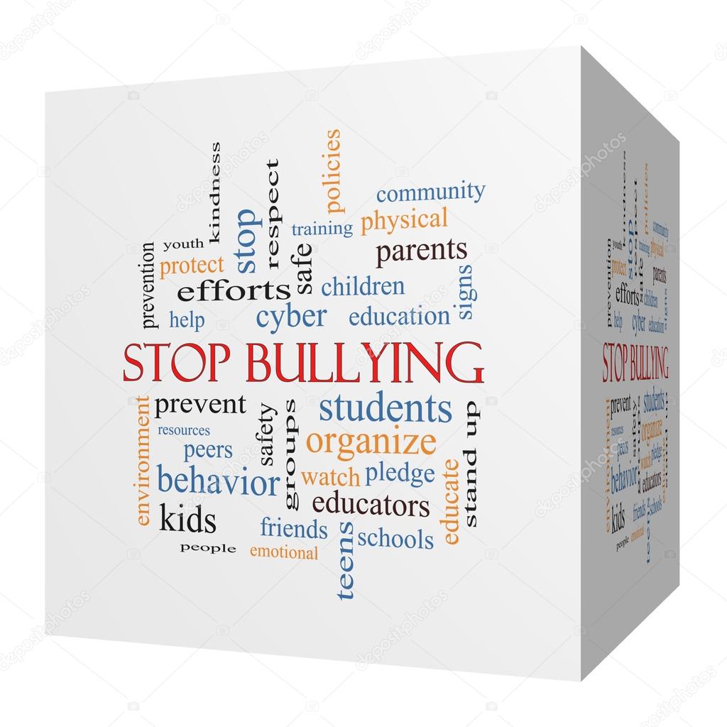 Stop Bullying 3D cube Word Cloud Concept