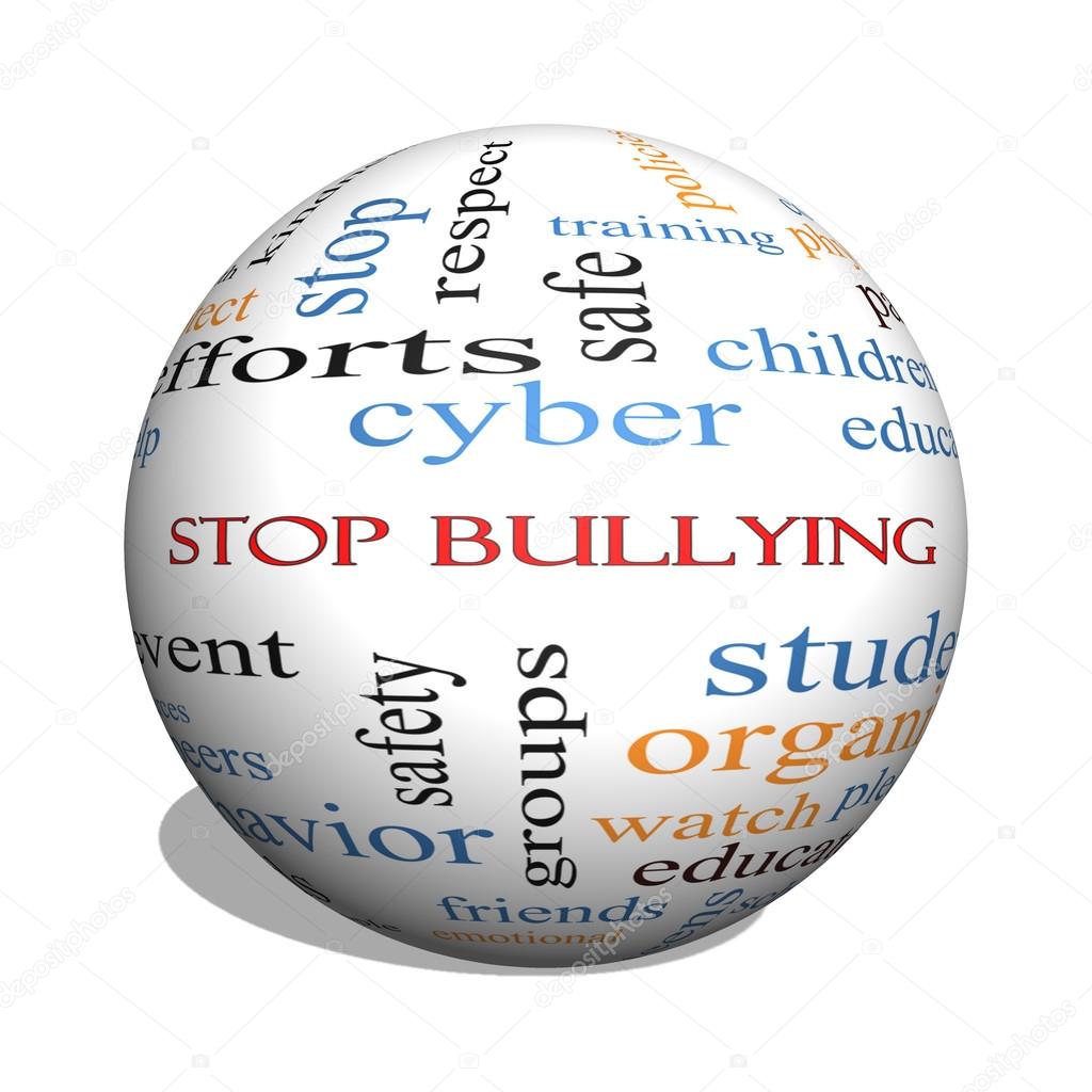 Stop Bullying 3D sphere Word Cloud Concept