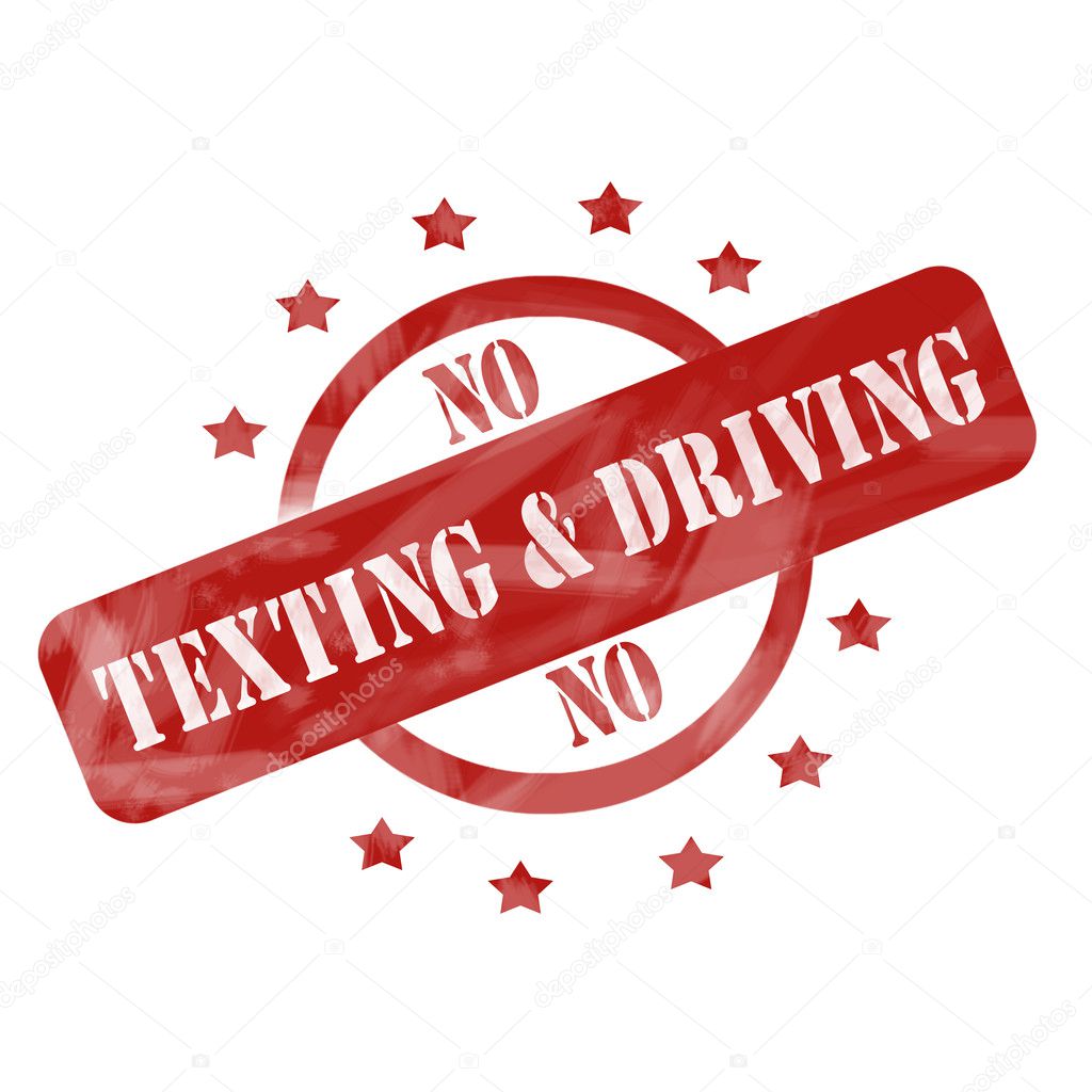 Red Weathered No Texting and Driving Stamp design