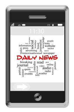 günlük haber kelime bulutu kavramı bir dokunmatik telefon