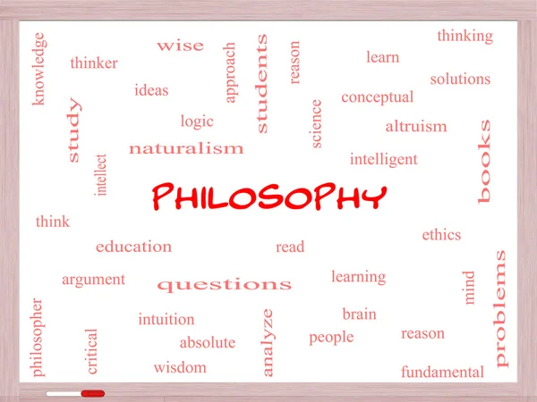 Philosophie Word Cloud Concept sur un tableau blanc — Photo