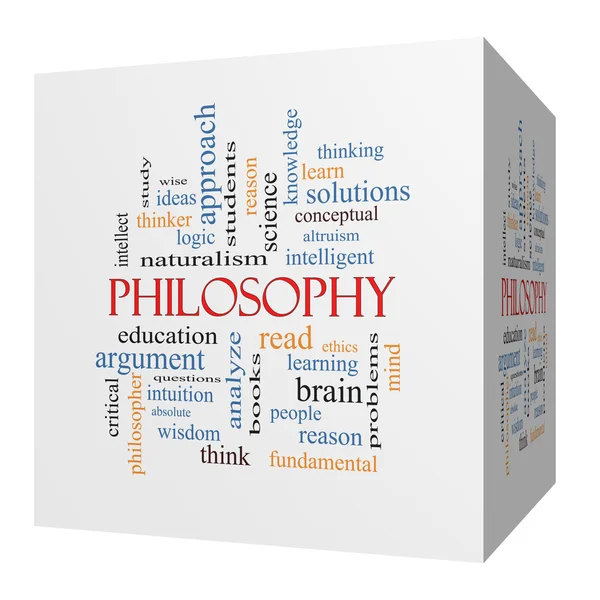 Filosofía 3D cubo Word Cloud Concept — Foto de Stock