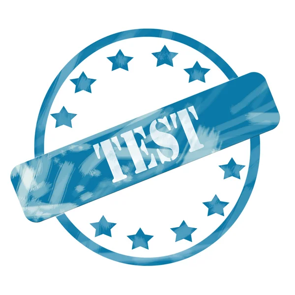 Blauwe verweerde test stempel cirkel en sterren — Stockfoto