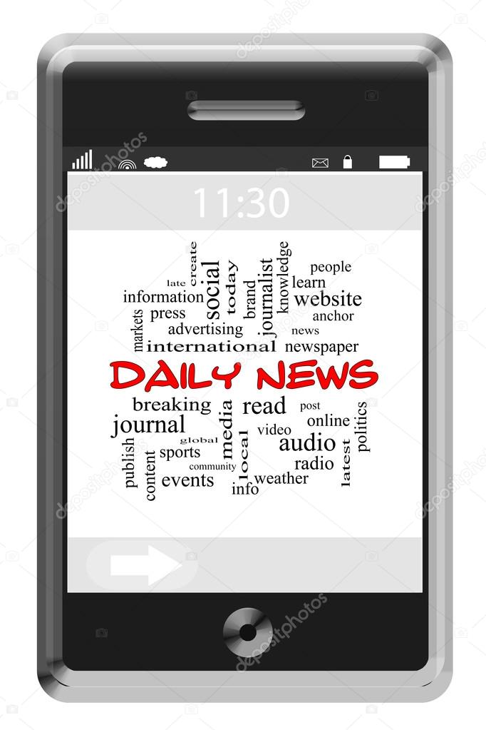 Daily News Word Cloud Concept on a Touchscreen Phone