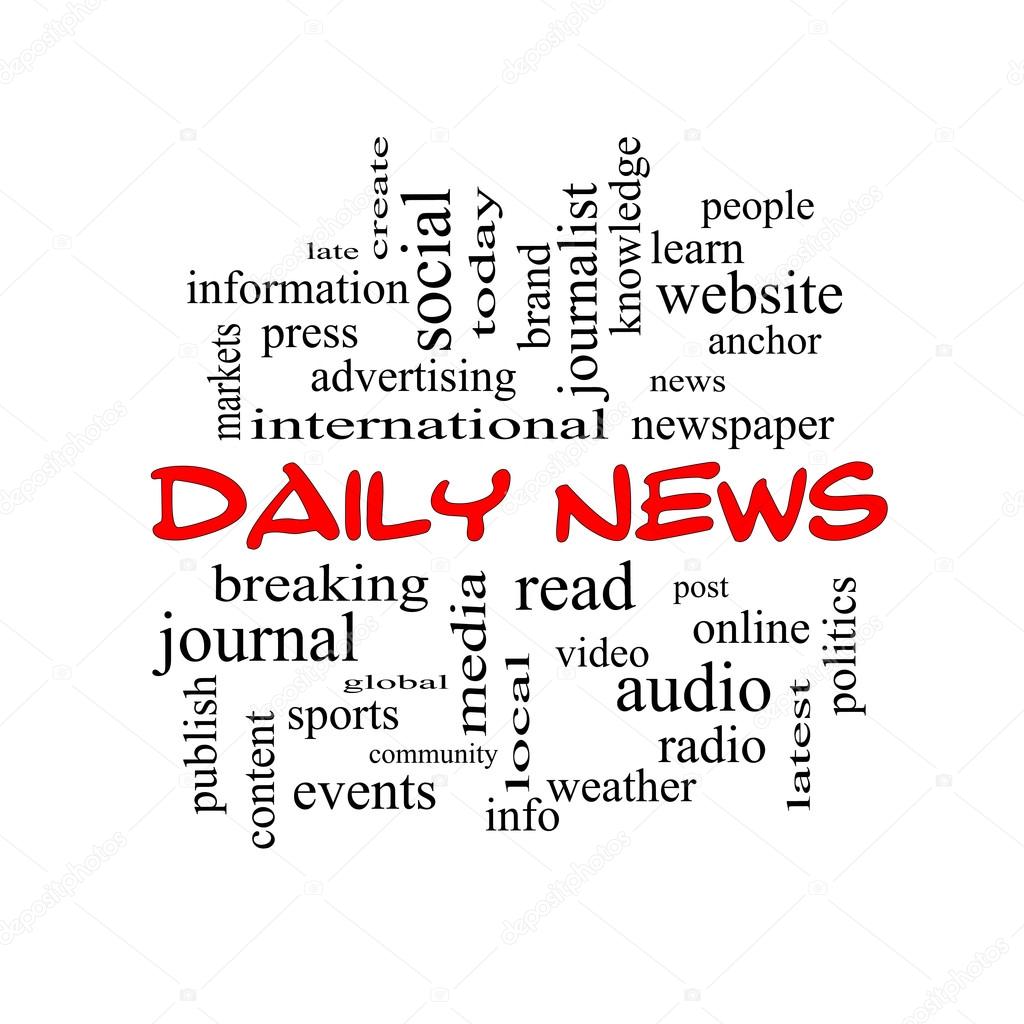 Daily News Word Cloud Concept in red caps Stock Photo by ©mybaitshop