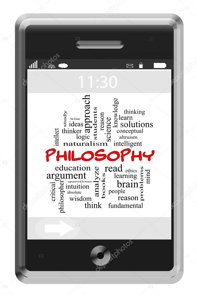 Philosophy Word Cloud Concept on a Touchscreen Phone