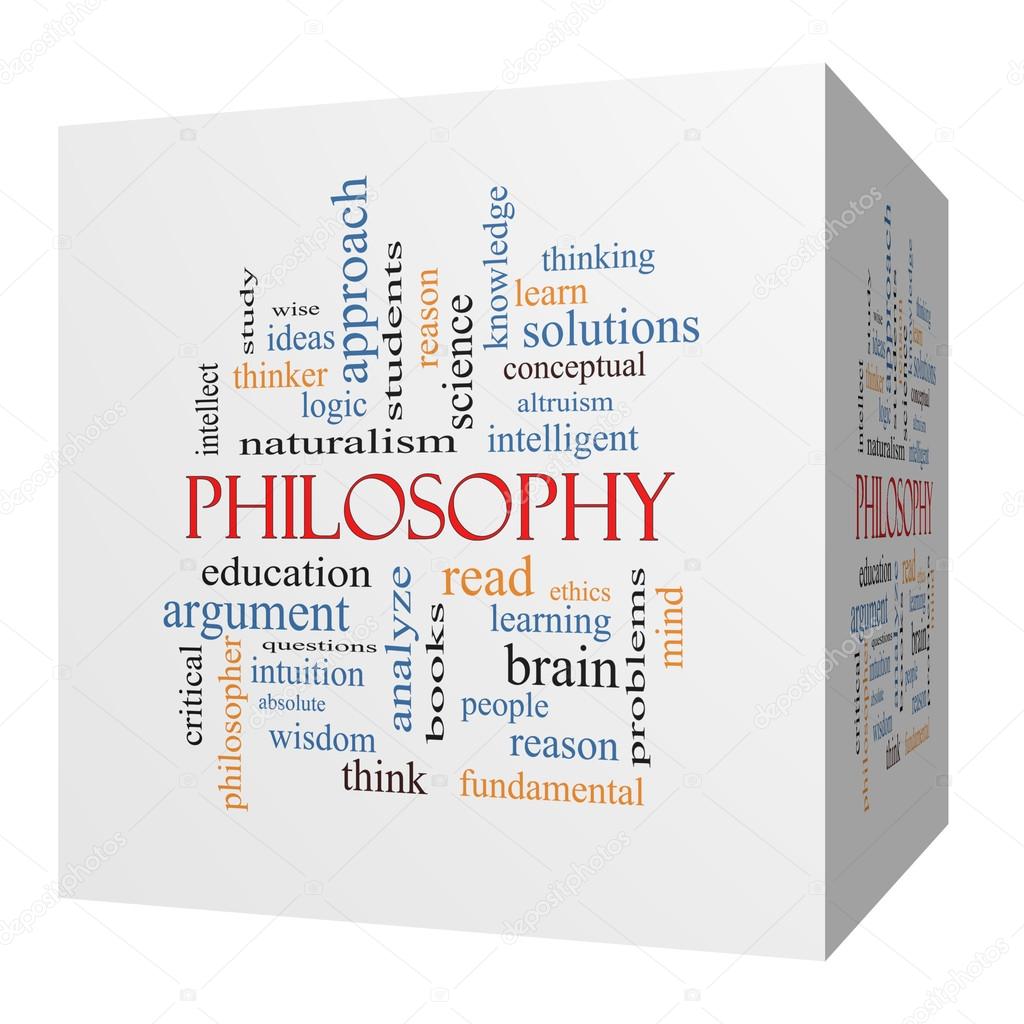 Philosophy 3D cube Word Cloud Concept