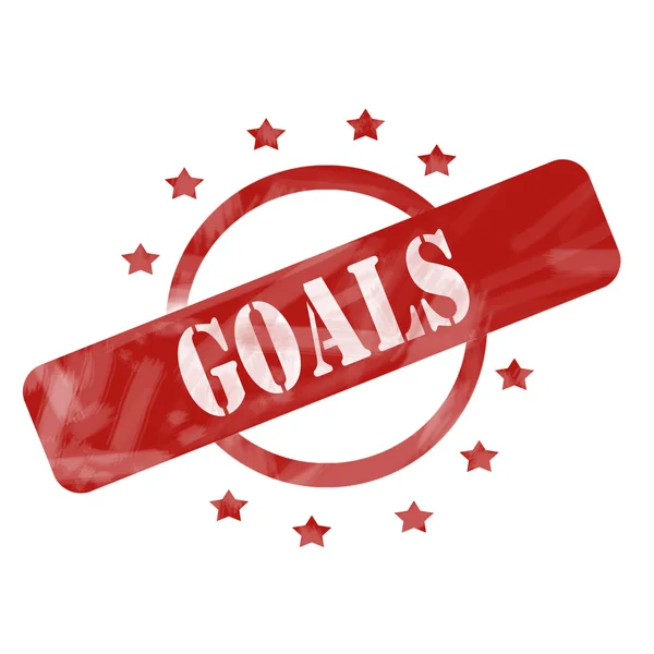 Red Weathered Goals Stamp Circle and Stars design — Stock Photo, Image