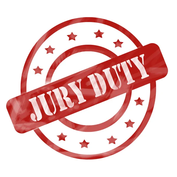 Red Weathered Jury Duty Stamp Circles and Stars — Stock Photo, Image