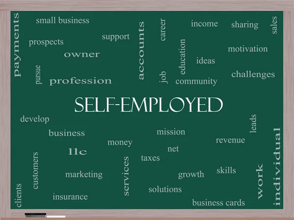 Self-Employed Word Cloud Concept on a Blackboard — Stock Photo, Image