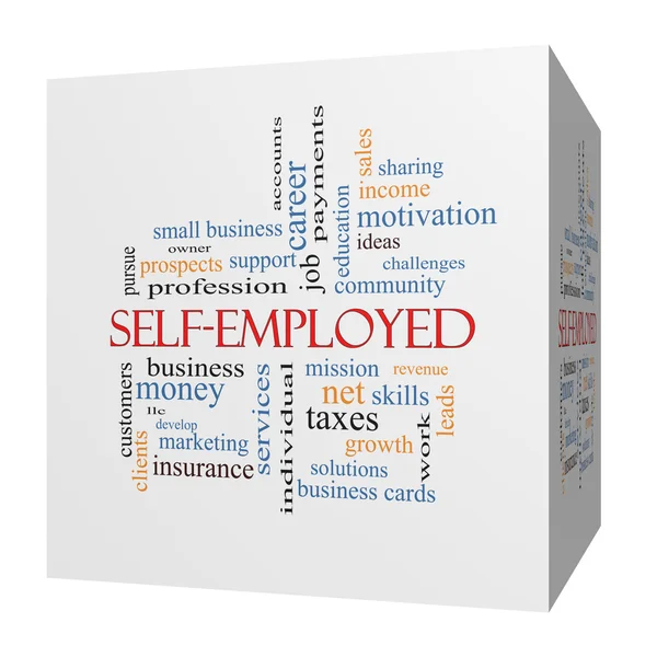 Self-Employed 3D cube Word Cloud Concept — Stock Photo, Image