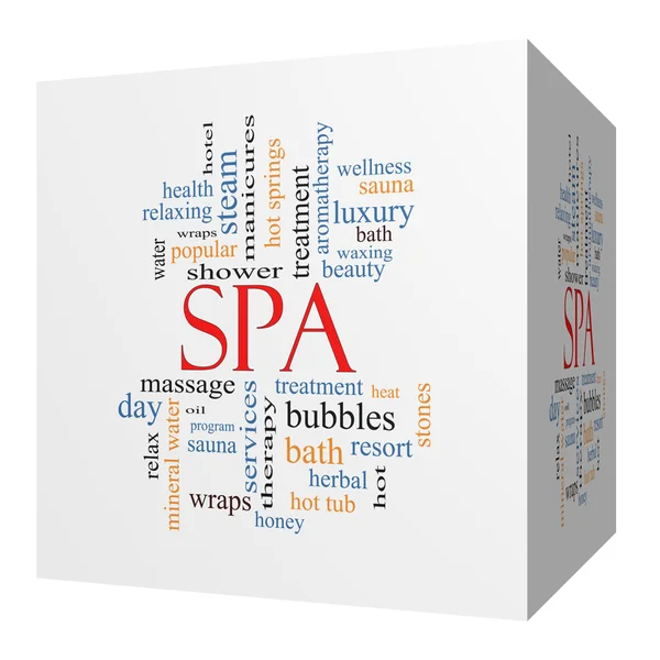 Spa 3D cube Word Cloud Concept — Stock Photo, Image