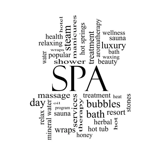 Spa Word Cloud Concept in black and white — Stock Photo, Image