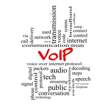 VOIP Word Cloud Concept in red caps clipart