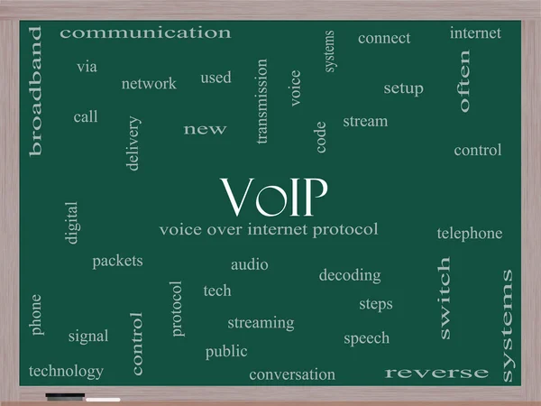 VOIP Word Cloud Concept on a Blackboard — Stock Photo, Image