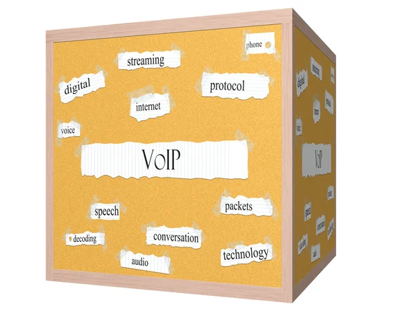 VOIP 3D cubo Corkboard Word Concept —  Fotos de Stock