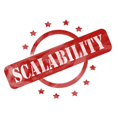 Kırmızı yıpranmış ölçeklenebilirlik damga tasarım daire ve yıldız