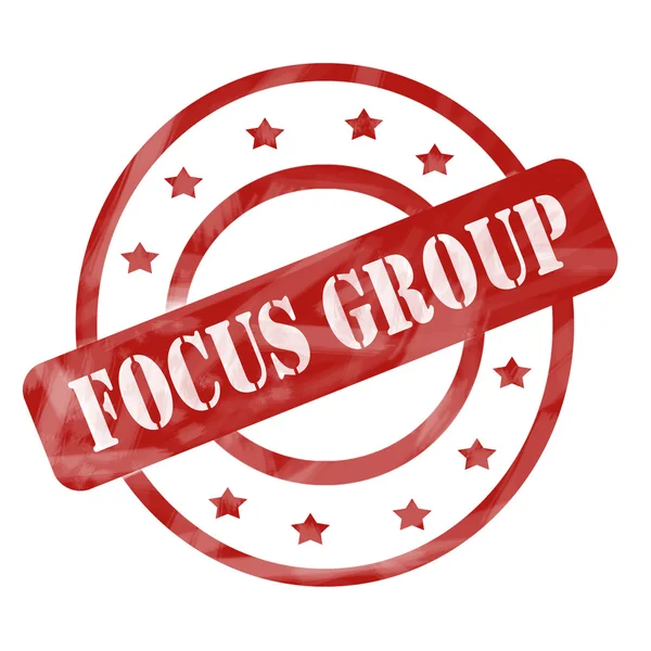 Red Weathered Focus Group Stamp Circles and Stars — Stock Photo, Image