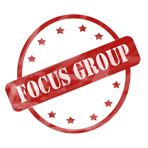 Red Weathered Focus Group Stamp Circle and Stars — Stock Photo, Image