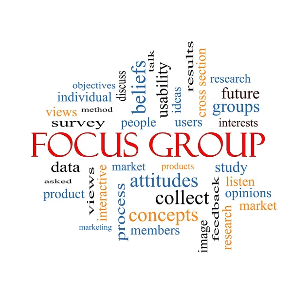Focus groep woord wolk concept — Stockfoto