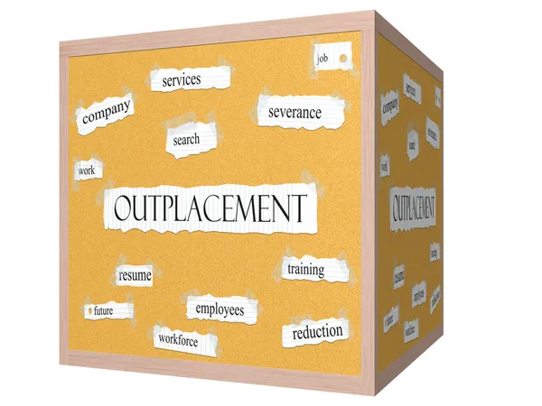 Outplacement 3D cubo Corkboard Word Concept —  Fotos de Stock