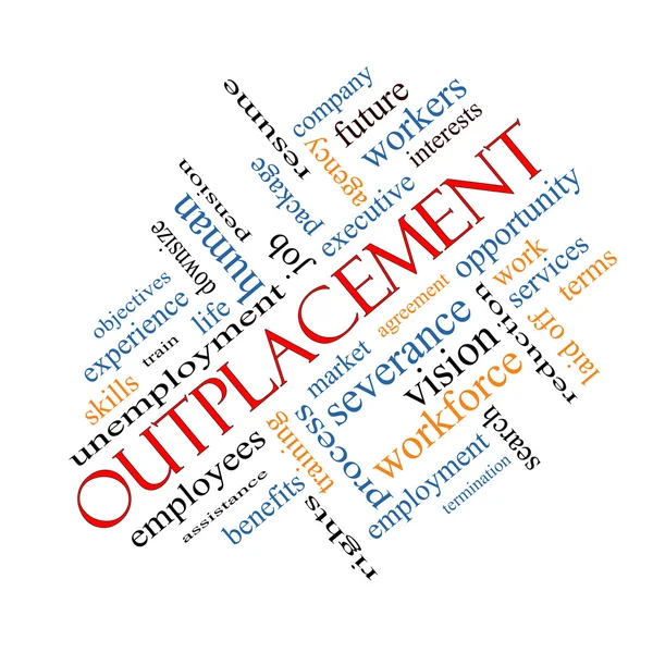 Outplacement Word Cloud Concept Angled — Stock Photo, Image