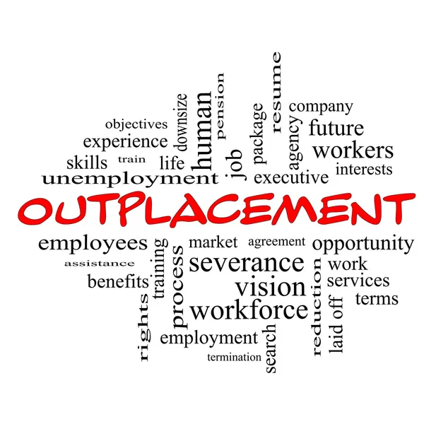 Outplacement Word Cloud Concetto in tappi rossi — Foto Stock