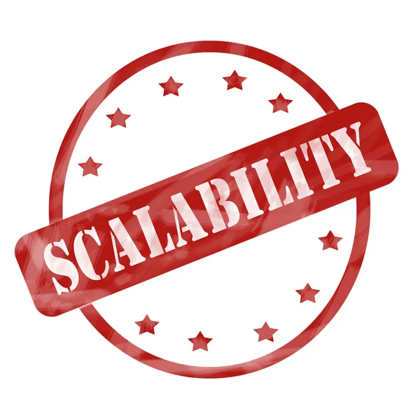 Red Weathered Scalability Stamp Circle y estrellas — Foto de Stock