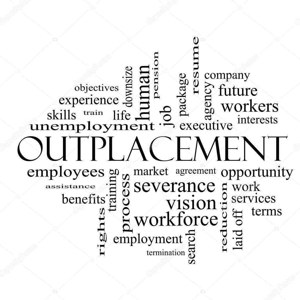 Outplacement Word Cloud Concept in black and white